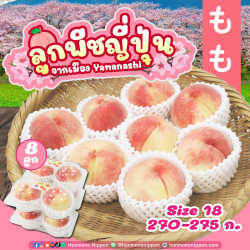 [แพ็คใส 8 ลูก] ลูกพีช จากเมืองยามานาชิ (Size 18) - Peach from Yamanashi 